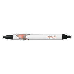 Stylo Noir Caricature d'oiseau rouge chantant mignon