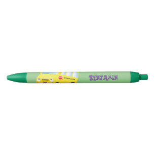 Stylo Noir Caricature du bus scolaire jaune joyeux