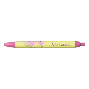 Stylo Noir Caricature en trio flamand rose mou