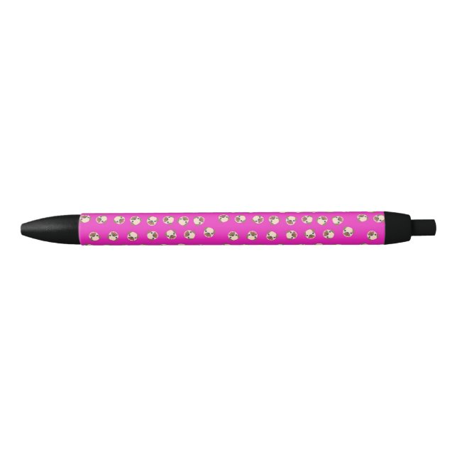Stylo Noir Carlin d'Emoji sur le fond rose (Devant)