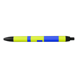 Stylo Noir Carré jaune et bleu