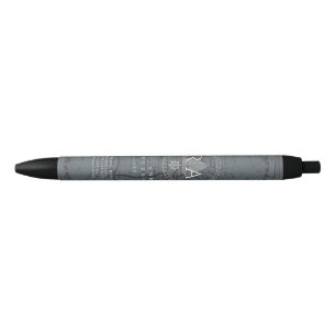 Stylo Noir Carte de monogramme de corde nautique grise