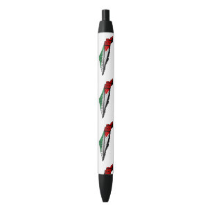 Stylo Noir Carte de Palestine avec drapeau et Motif Keffiyeg