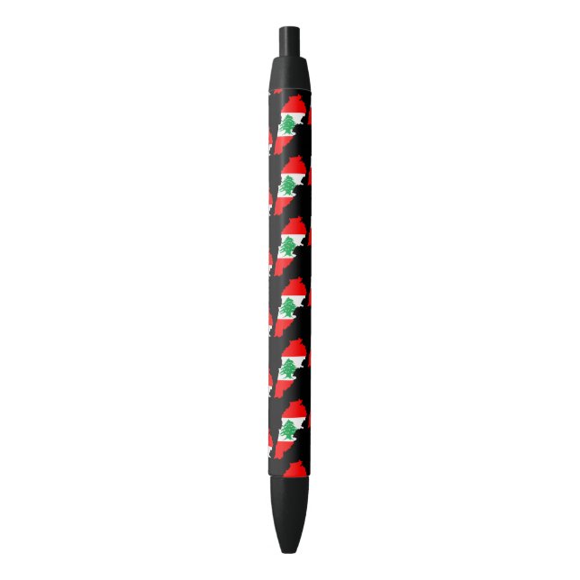 Stylo Noir Carte du Liban avec drapeau (devant Vertical)