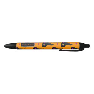 Stylo Noir casquettes sorcières halloween motif