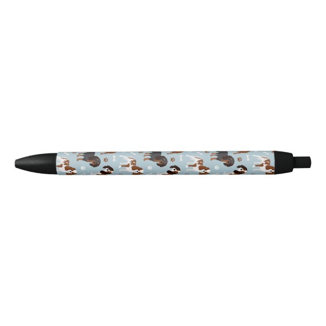 Stylo Noir Cavalier King Charles Spaniel Paws and Bones (Devant)