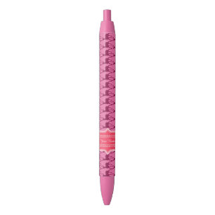 Stylo Noir Cerf rose chaud, Nom personnalisé   N1