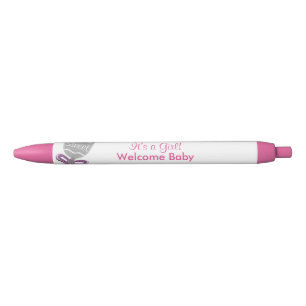 Stylo Noir C'est une fille Bébé Rattle Rose Star Bow Faire-pa