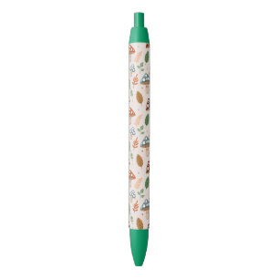 Stylo Noir Champignon, Feuillage d'automne, Motif de la natur