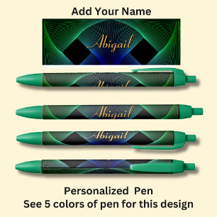 Stylo Noir Changer le nom Tourbillon géométrique vert bleu