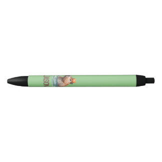 Stylo Noir Charming mignonne Capybara avec Orange et nom des