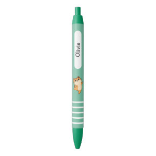 Stylo Noir Chat Orange Cartoon Danseur, Personnalisé, Vert