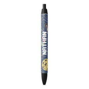Stylo Noir Chats et roquettes dans l'espace Enfants personnal