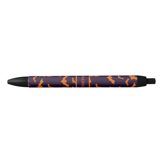 Stylo Noir Chauve-Halloween avec nom personnalisé (Devant)