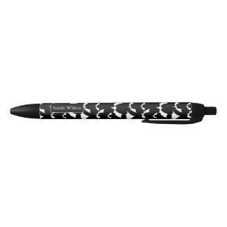 Stylo Noir chauves-souris noires et blanches halloween motif