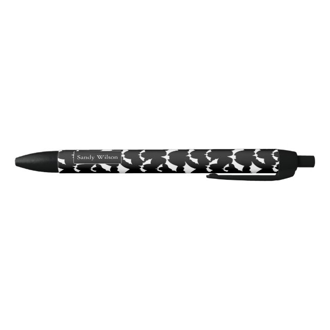 Stylo Noir chauves-souris noires et blanches halloween motif (Bas)