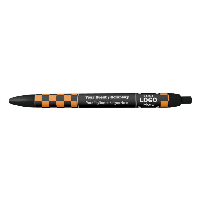 Stylo Noir Check Orange Company Logo : Fun Conference Givaway (Devant)