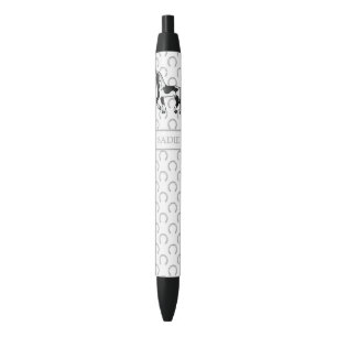 Stylo Noir Cheval de Trotting Pinto Noir de Dessin Animé & No