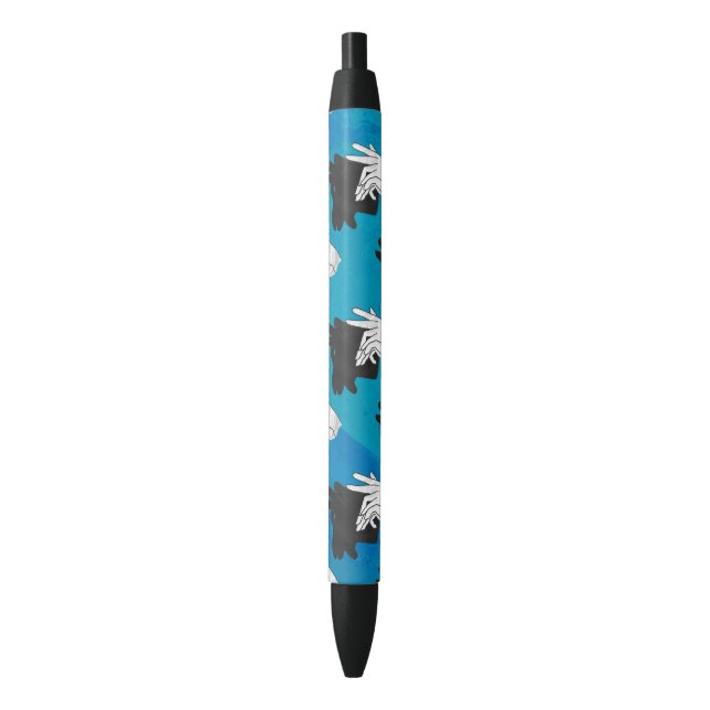 Stylo Noir Chèvre Billy Ombre sur Bleu (devant Vertical)