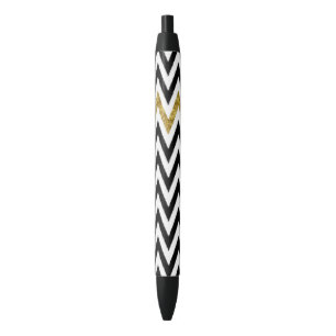 Stylo Noir Chevron fascinant et noir d'or