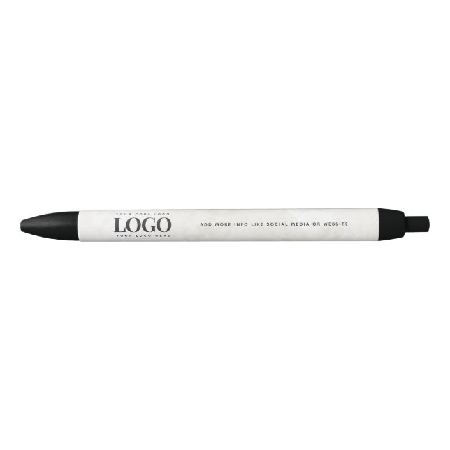 Stylo Noir Chic Cream Marble Company Logo Entreprise Personna (Devant)