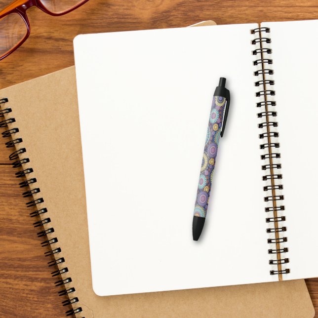 Stylo Noir Chic moderne élégant Motif géométrique bleu marine (Créateur téléchargé)