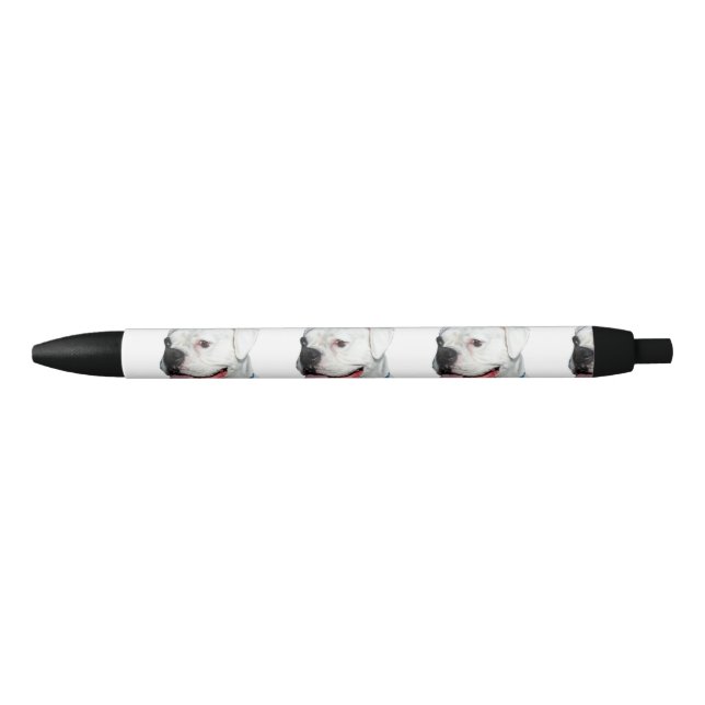 Stylo Noir Chien blanc de boxeur (Devant)