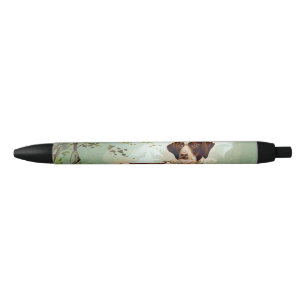 Stylo Noir Chien de chasse avec oiseau dans la bouche