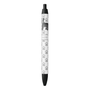 Stylo Noir Chien et nom en caricature noir et blanc