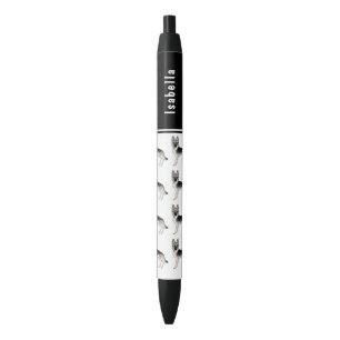 Stylo Noir Chiens de berger allemand Silver Sable et nom pers