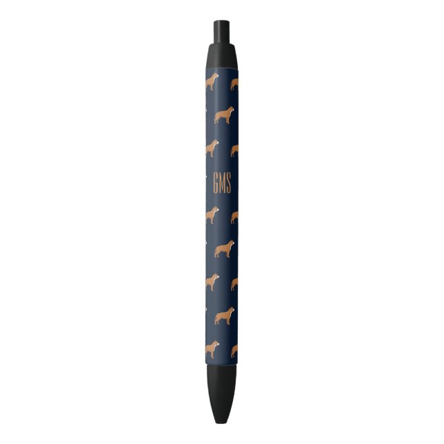Stylo Noir Chiens de taureau Motif Monogramme (devant Vertical)