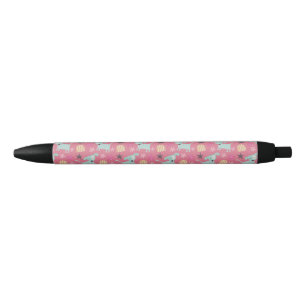 Stylo Noir Chiens, étoiles et fleurs