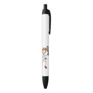 Stylo Noir Chiffre masculin joueur de bâton de tennis