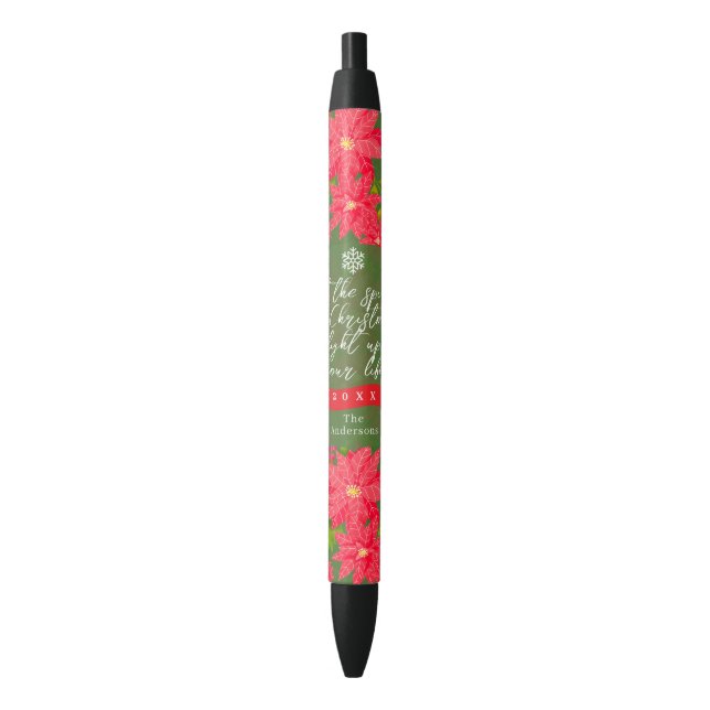 Stylo Noir Christmas Poinsettia Green (devant Vertical)