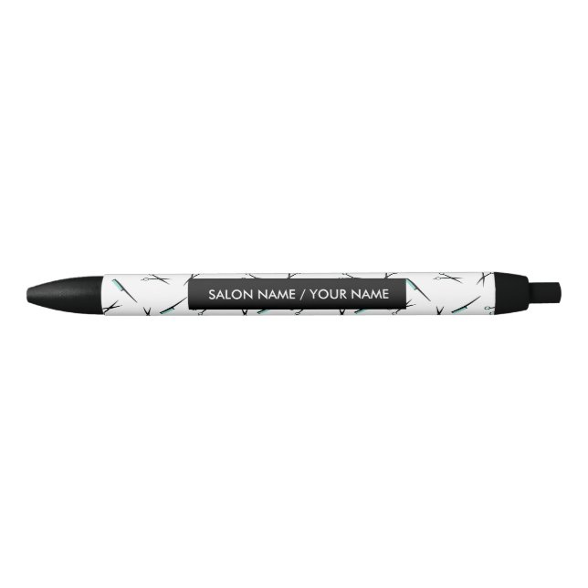 Stylo Noir Ciseaux et coiffeur de motif de peignes (Devant)