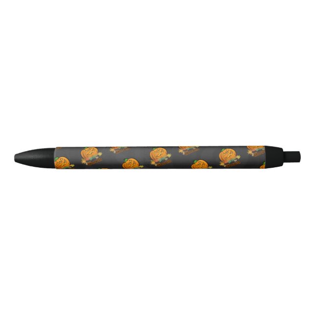 Stylo Noir Citrouille Animaux éffrayants (Devant)