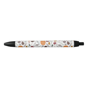 Stylo Noir citrouille d'automne motif graphique contemporain