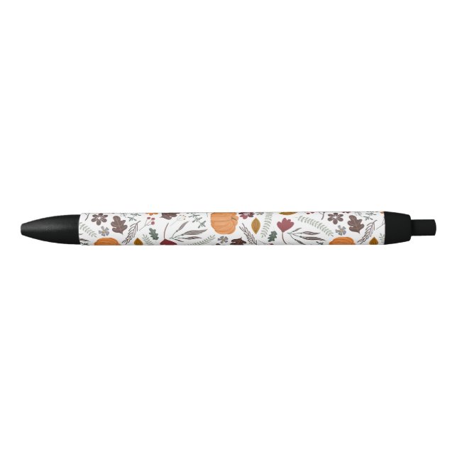Stylo Noir citrouille d'automne motif graphique contemporain (Devant)