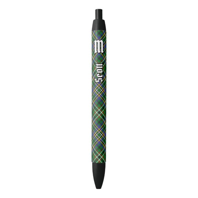 Stylo Noir Clan Scott Green Tartan Ink Pen (devant Vertical)