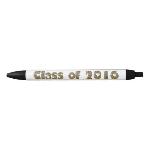 Stylo Noir Classe de 2016 Chic Gold Parties scintillant Coeur