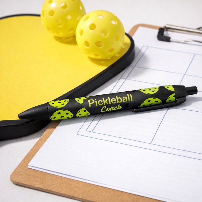 Stylo Noir Coach Pickleball Jaune (Créateur téléchargé)
