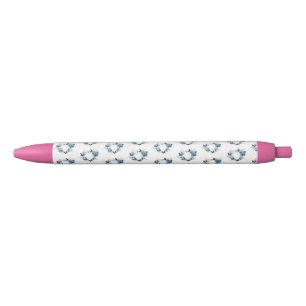 Stylo Noir Coeur bijoux avec papillons Morpho
