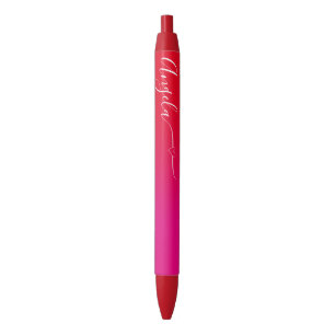 Stylo Noir Cœur ombré rose et rouge Signature