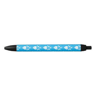 Stylo Noir Coeur romantique portugais en motif fleuri