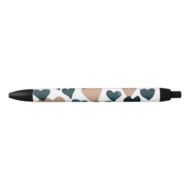 Stylo Noir Coeurs d'aquarelle de la Saint-Valentin - neutre (Devant)
