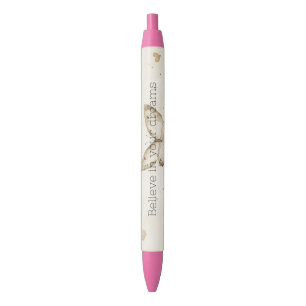 Stylo Noir Cœurs de crème Papillons de Noël