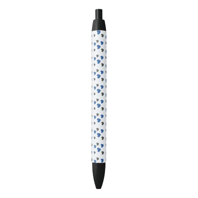 Stylo Noir Cœurs glissants - Bleu et Gris  (devant Vertical)