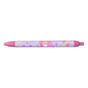 Stylo Noir Coeurs Roses de papier à lettres personnelles