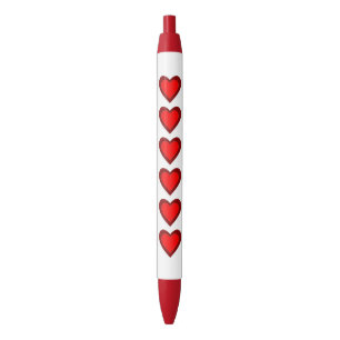 Stylo Noir Coeurs Rouge Brown Amour Saint Valentin