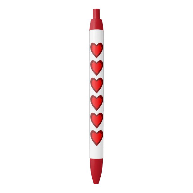 Stylo Noir Coeurs Rouge Brown Amour Saint Valentin (devant Vertical)